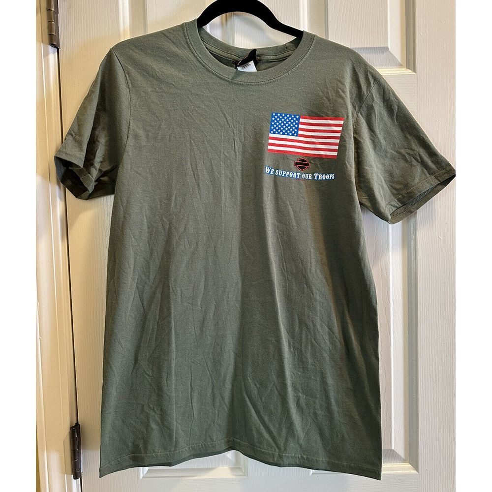TIMMS Harley Davidson Short Sleeve‎ T Shirt Army Green MEDIUM Anderson SC Troops